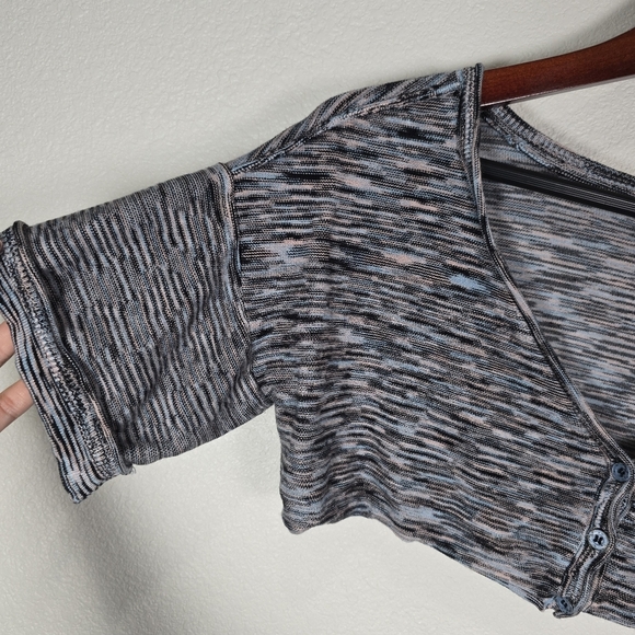 Anthropologie Daily Practice Size XS Short Sleeve Cropped Cardigan Top Space Dye - Picture 4 of 7